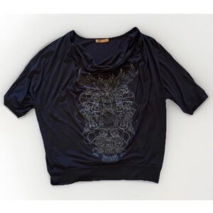 Seven 7 Tattoo Top Sz 22 24 Shirt Blouse Sparkle Shakespeare Biker Goth Rock Y2K